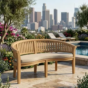 Curve 3 Seater Bench Extra Thick Wood