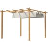 10x10ft Aluminum Retractable Pergola with Canopy Sun Shade Shelter Cream for Patio Backyard