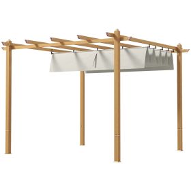 10x10ft Aluminum Retractable Pergola with Canopy Sun Shade Shelter Cream for Patio Backyard