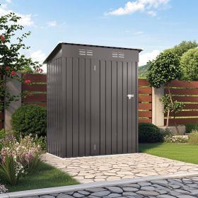 5X3 FT Metal Outdoor Storage Shed, Tool Shed with Pitched Roof and Lockable Door Compact Metal Tool Shed for Garden, Backyard, Patio