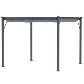 Patio Pergola: 10x10, Gray Aluminum with Retractable Canopy for Backyard Shade|