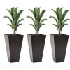 28ft Tall Plastic Planters, Set of 3, square Flower Pot, anti-crack, fade-resistant, Outdoor & Indoor, for lawns, patios, Brown