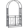 8ft Metal Garden Arch Grey with Double Doors Locking Gate for Wedding Bridal Party