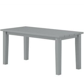 Rectangle Outdoor Coffee Table, HDPE All-Weather Outdoor Patio Table with Slatted Tabletop for Yard, Balcony, Gray