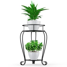 Plant Stand Indoor: 2 Tier Tall Metal Rust-Proof Iron Flower Stands for Garden, Patio,Living Room Balcony and Corner, Indoor and Outdoor-Black
