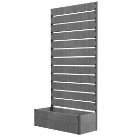 Trellis Planter for Climbing Plants, Raised Garden Bed with Trellis, Planter Box for Outdoor Garden, Dark Gray