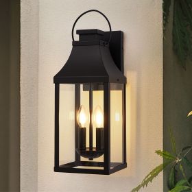20'' Outdoor Wall Light, Porch Light Outdoor Wall Sconce Lantern, 2-Light Modern Black Exterior Lighting Fixture Wall Mount