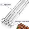 12PCS Kabob Skewers Flat Metal Stainless Steel BBQ Barbecue Skewer 16" Anti-Roll Heavy Duty Shish Kebob Sticks Wide Reusable Grilling Skewers Set for