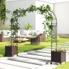 6.6 Feet Garden Arch Trellis with 2 Planter Boxes and Lockable Wheels