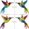 4 Pack Metal Hummingbird Wall Art Decor, 3D Colorful Birds Outdoor Wall Art Patio Fence Decorations