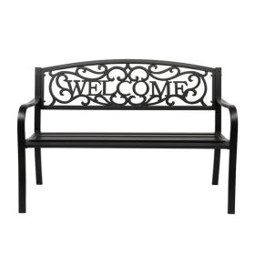 50" Outdoor Welcome Backrest Cast Iron&PVC Bench