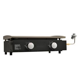 Commercial Griddle, 22.4" Heavy Duty Manual Flat Top Griddle, Countertop Gas Grill with Non-Stick Cooking Plate, Steel Natural Gas Griddle