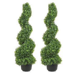 VEVOR 2 pcs. Artificial Boxwood Tower Topiary Spiral Artificial Plant 91cm high Decorative Plant Green Plastic PE Iron Topiary Plants incl. 10 pc