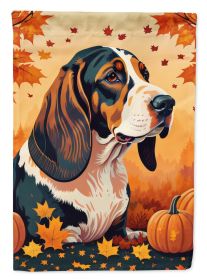 Basset Hound Fall House Flag Large Porch Sleeve Pole Decorative Outside Yard Banner Artwork Wall Hanging, Polyester, House Size, Multicolor