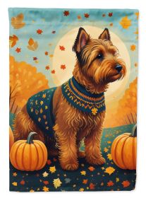 Welsh Terrier Fall House Flag Large Porch Sleeve Pole Decorative Outside Yard Banner Artwork Wall Hanging, Polyester, House Size, Multicolor