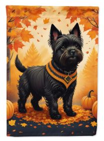 Black Cairn Terrier Fall House Flag Large Porch Sleeve Pole Decorative Outside Yard Banner Artwork Wall Hanging, Polyester, House Size, Multicolo