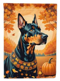 Doberman Pinscher Fall House Flag Large Porch Sleeve Pole Decorative Outside Yard Banner Artwork Wall Hanging, Polyester, House Size, Multicolor