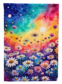 Asters in Color House Flag Large Porch Sleeve Pole Decorative Outside Yard Banner Artwork Wall Hanging, Polyester, House Size, Multicolor