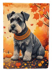 Schnauzer Fall House Flag Large Porch Sleeve Pole Decorative Outside Yard Banner Artwork Wall Hanging, Polyester, House Size, Multicolor