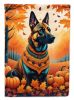 Belgian Malinois Fall House Flag Large Porch Sleeve Pole Decorative Outside Yard Banner Artwork Wall Hanging, Polyester, House Size, Multicolor