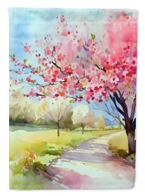 Michigan Apple Blossoms in Watercolor House Flag Large Porch Sleeve Pole Decorative Outside Yard Banner Artwork Wall Hanging, Polyester, House Si