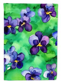 Wisconsin Wood Violets in Watercolor House Flag Large Porch Sleeve Pole Decorative Outside Yard Banner Artwork Wall Hanging, Polyester, House Siz