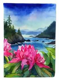 Washington Coast Rhododendrons in Watercolor House Flag Large Porch Sleeve Pole Decorative Outside Yard Banner Artwork Wall Hanging, Polyester
