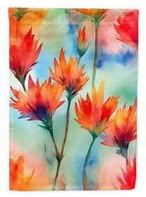 Wyoming Indian Paintbrush in Watercolor House Flag Large Porch Sleeve Pole Decorative Outside Yard Banner Artwork Wall Hanging, Polyester, House
