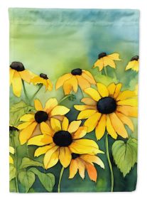 Maryland Black-Eyed Susans in Watercolor House Flag Large Porch Sleeve Pole Decorative Outside Yard Banner Artwork Wall Hanging, Polyester, House