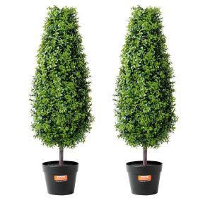 VEVOR Artificial Boxwood Topiary Tree, 36 inch Tall (2 Pieces), Faux Topiary Trees, Green Faux Plant w/ Extra Leaves & Pot & Small Decoration
