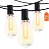 LED Outdoor String Lights, 50FT, 2700K Dimmable Outside Patio Lights with 15 S14 Shatterproof Bulbs E12 Socket Base