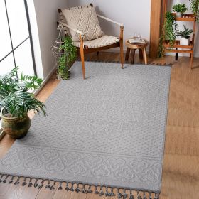 LOOM & LUXE Collection 5X7 White/Ivory /Medallion Indoor/Outdoor Area Rug