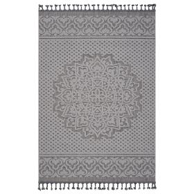 5X7 Gray/White /Medallion Indoor/Outdoor Area Rug