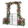 Garden Arbor with Gate and Planter Boxes Heavy Duty Metal Arch with Side Trellis