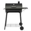Barrel Charcoal Grill with Side Front Table, 571 Sq. In. Cooking Space, for Outdoor Backyard Patio Parties, Black