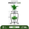 Plant Stand Indoor: 2 Tier Tall Metal Rust-Proof Iron Flower Stands for Garden, Patio,Living Room Balcony and Corner, Indoor and Outdoor-Black