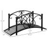 Garden Bridge 3.3FT, Decorative Classic Backyard Pond Bridge with Safety Railings Black