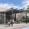 Patio Pergola: 10x10, Gray Aluminum with Retractable Canopy for Backyard Shade|