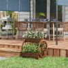 3-Tier Wooden Wagon Planter Box Raised Garden Bed for Vegetables Flowers Herbs Durable Brown 25 x 21 x 24