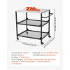 Outdoor Grill Cart, 31.5 x 24.0 inch Stainless Steel Tabletop Size Grilling Table, Outdoor Cooking Table with 4 Wheels & Side Handle, Two Mesh Shelves
