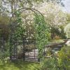 8ft Metal Garden Arch Grey with Double Doors Locking Gate for Wedding Bridal Party