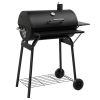 Barrel Charcoal Grill with Side Front Table, 571 Sq. In. Cooking Space, for Outdoor Backyard Patio Parties, Black