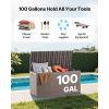 Outdoor Storage Box, 100 Gallon Resin Deck Box, Backyard Outside Toy and Towel Storage Cabinet Waterproof, for Patio Furniture Cushions, Garden Tools