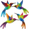 4 Pack Metal Hummingbird Wall Art Decor, 3D Colorful Birds Outdoor Wall Art Patio Fence Decorations