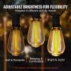 LED Outdoor String Lights, 50FT, 2700K Dimmable Outside Patio Lights with 15 S14 Shatterproof Bulbs E12 Socket Base