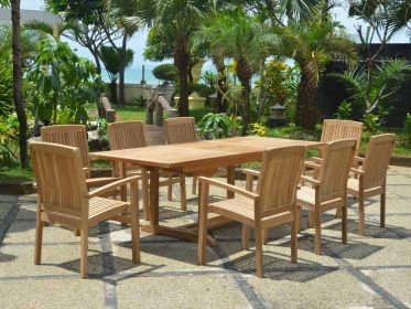 Bahama Stackable Sahara 9-Piece Rectangular Dining Set (SET-80)