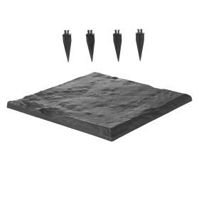 Garden Stepping Stones, 4Pcs 15.5 x 15.5 in, Decorative Stepping Stones with Stakes, Weather-Resistant Plastic Pathway Pavers, Smooth Surface (quantity: 4 pcs, Color: Gray)
