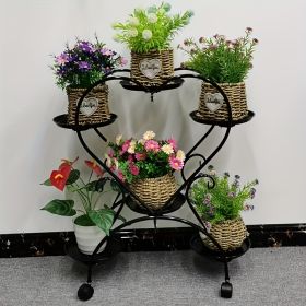 Contemporary Heart-Shaped Metal Plant Stand - Multi-Level Hanging Planter Shelf With Multiple Components (number: 1pcs, Color: BLACK)
