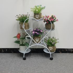 Contemporary Heart-Shaped Metal Plant Stand - Multi-Level Hanging Planter Shelf With Multiple Components (number: 1pcs, Color: White)