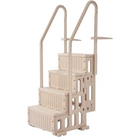 VEVOR Swimming Pool Ladder, 4-Step Double Handrails Stairs with Non-slip Heavy Duty Steps, Max Load Capacity 400 lbs (Specification: 4 Steps & Taupe, Pool Handrail: Yes)